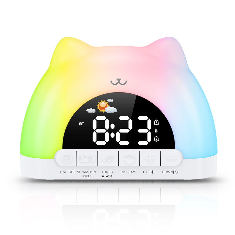 Rainbow Kitty Alarm Clock Night Light - Just Kidding Store