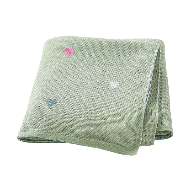 Mini Hearts Cotton Knitted Baby Blanket - Just Kidding Store