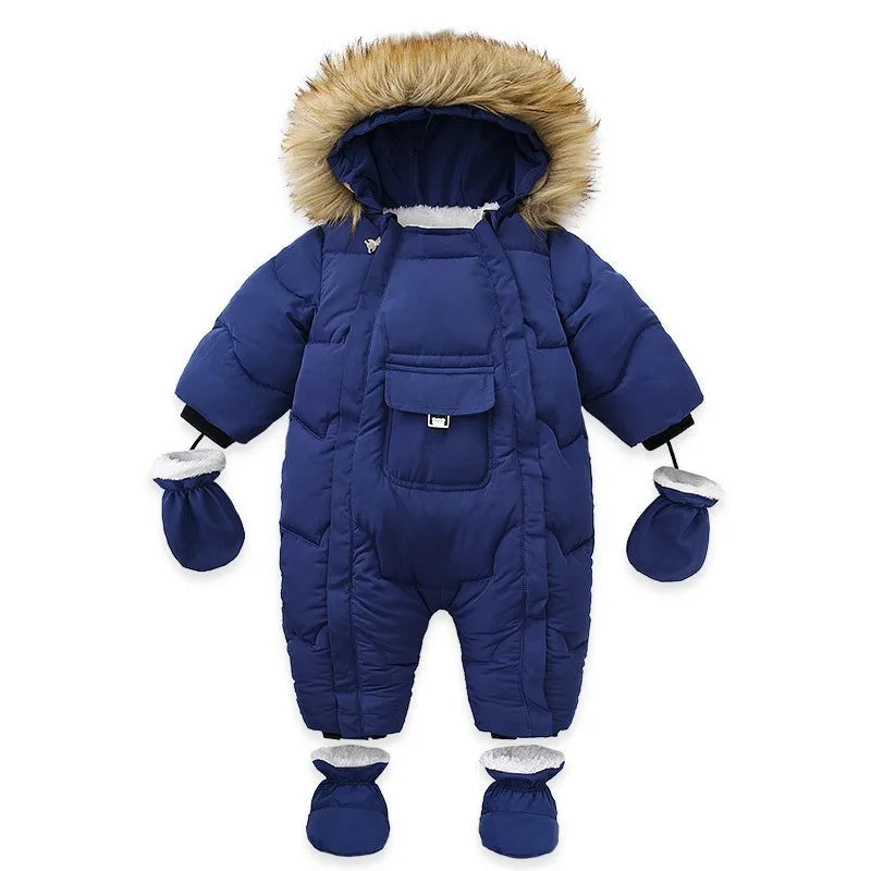 Infant Snowsuit - Warm Hooded Jumpsuit Set - Just Kidding Store