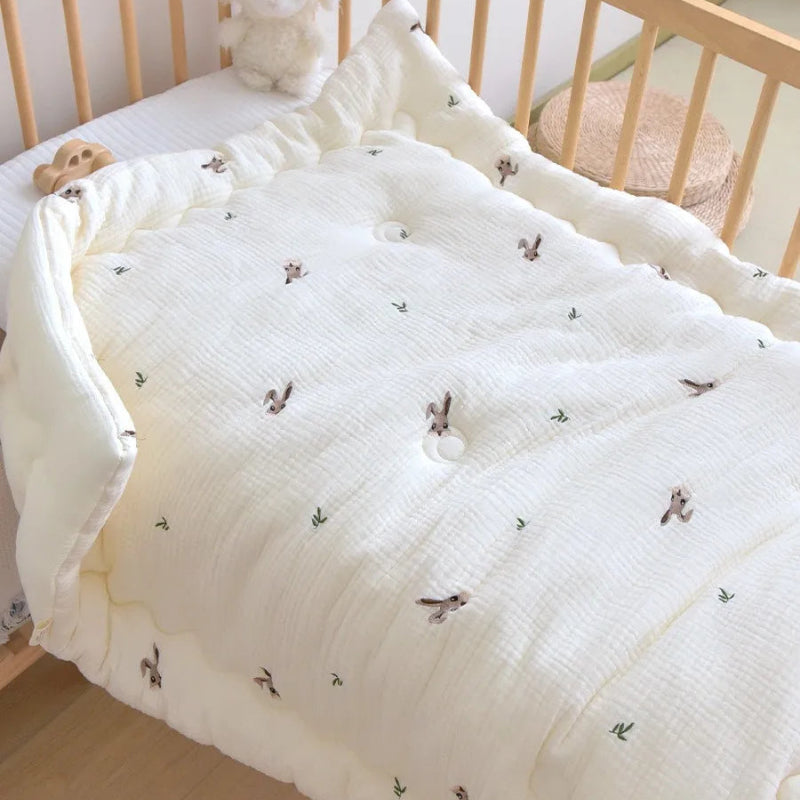 Embroidered Winter Thick Muslin Cotton Bed Cover - Just Kidding Store