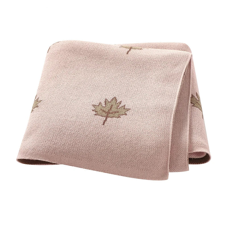 Maple Leaf Cotton Baby Kids Knitted Blanket - Just Kidding Store