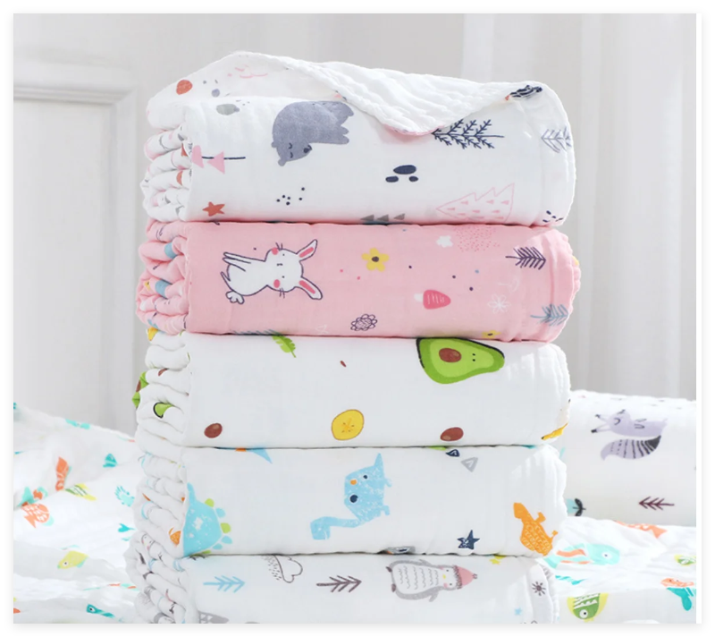 6 Layers Cotton Muslin Swaddle Blanket - Just Kidding Store
