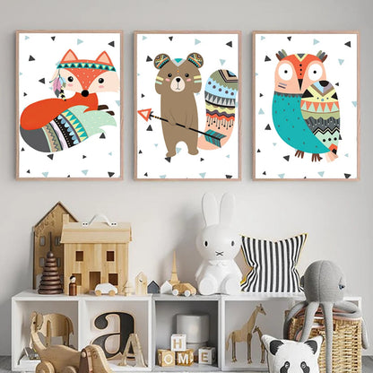 Tribal Animals Canvas Posters - Just Kidding Store