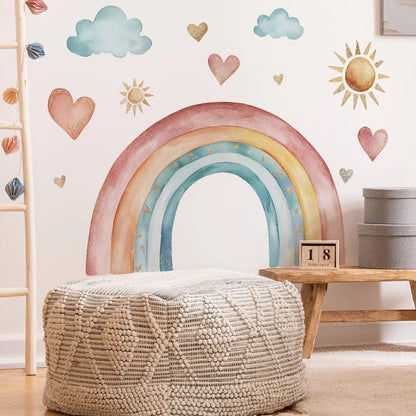 Watercolor Rainbow Sun Cloud Wall Sticker - Just Kidding Store