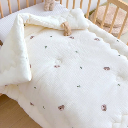 Embroidered Winter Thick Muslin Cotton Bed Cover - Just Kidding Store