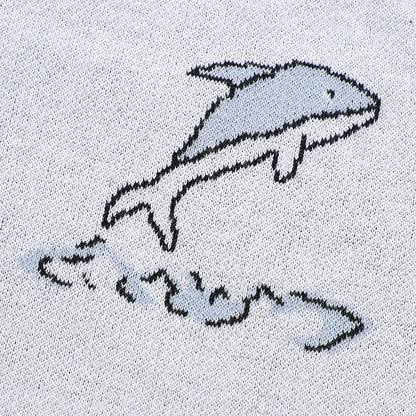 Dolphin Cotton Knitted Baby Children Nursery Blanket - Just Kidding Store