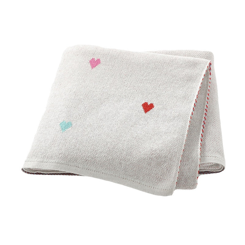 Mini Hearts Cotton Knitted Baby Blanket - Just Kidding Store