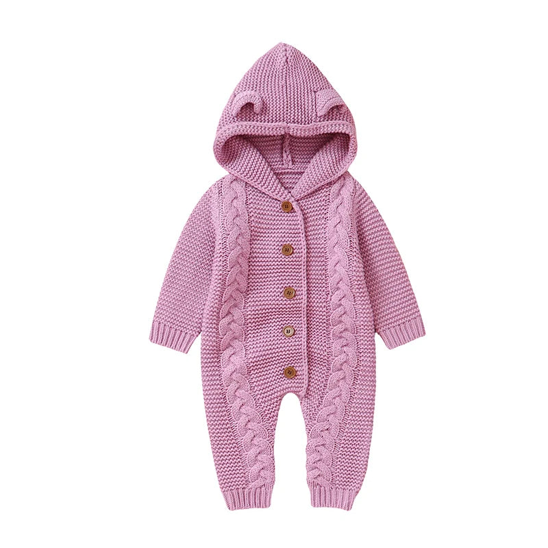 Hooded Baby Infant Winter Knitted Jumpsuit - Just Kidding Store