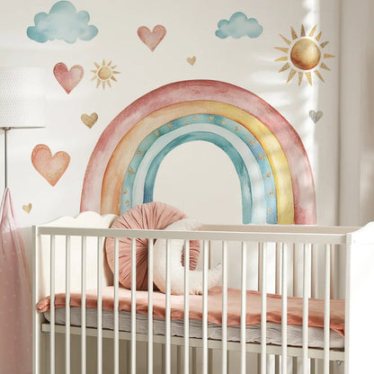 Watercolor Rainbow Sun Cloud Wall Sticker - Just Kidding Store