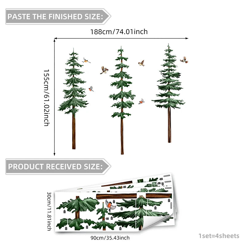 Tall Pine Tree Wall Stickers - Just Kidding Store