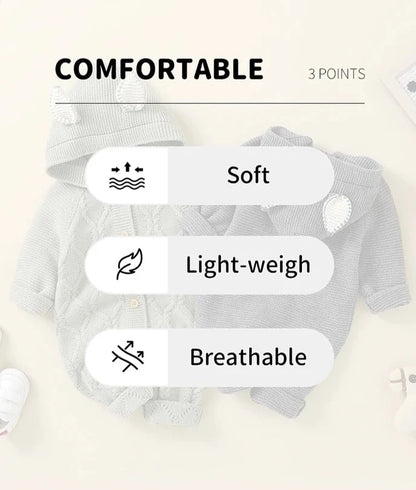 Hooded Cable Knitted Infant Jumpsuit - Just Kidding Store