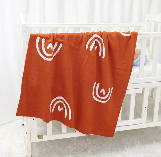 Rainbow Heart Knit Blanket - Just Kidding Store