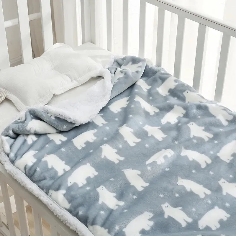 Polar Bear Soft Sherpa Baby Nursery Blanket - Just Kidding Store