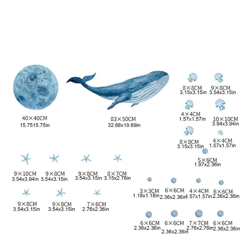 Large Watercolor Whale Wall Decal - Just Kidding Store