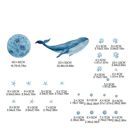 Large Watercolor Whale Wall Decal - Just Kidding Store