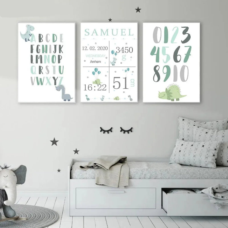 Custom Name Birth Stats Canvas Poster - Just Kidding Store