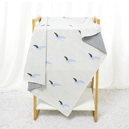 Seagulls Cotton Knitted Baby Nursery Blanket - Just Kidding Store