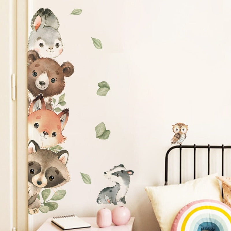 Peeking Forest Animals Corner Wall Decal - Just Kidding Store