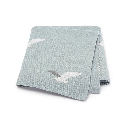 Seagulls Cotton Knitted Baby Nursery Blanket - Just Kidding Store