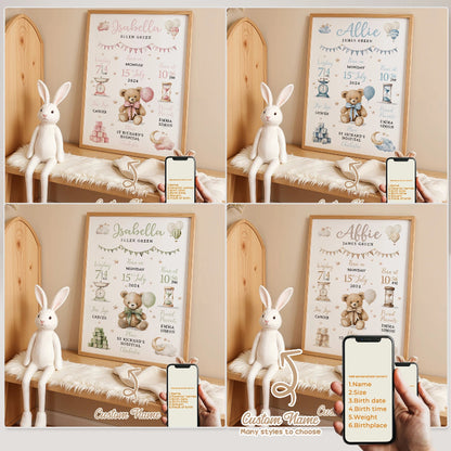 Personalised Birth Stats Canvas Print - Just Kidding Store