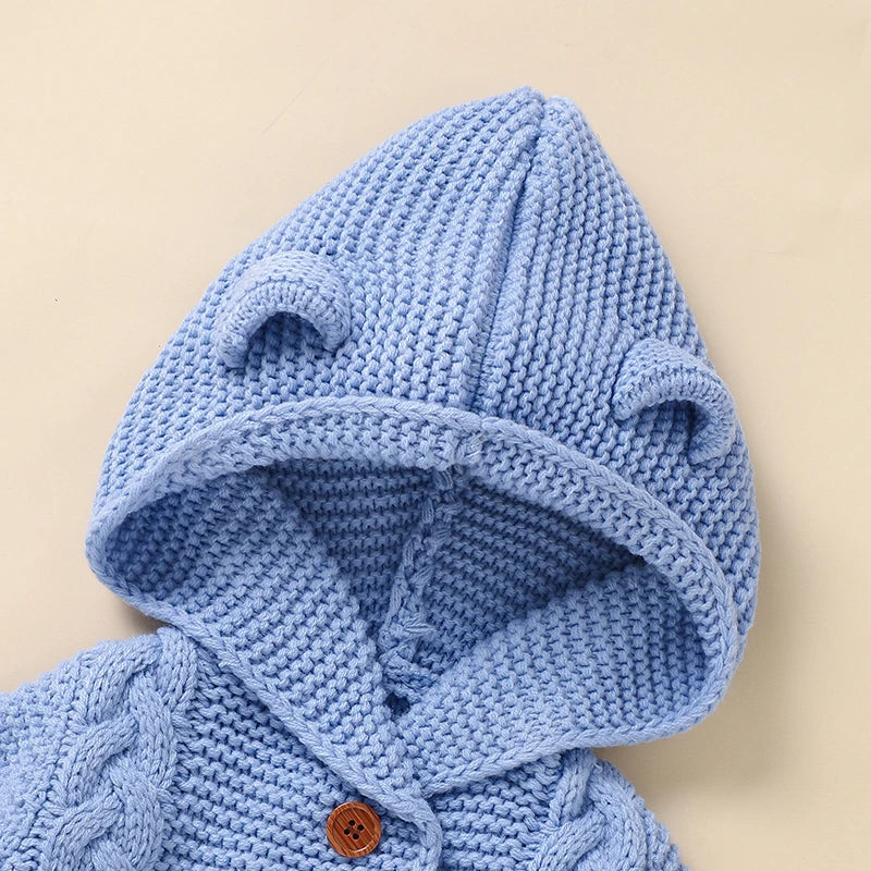 Hooded Baby Infant Winter Knitted Jumpsuit - Just Kidding Store