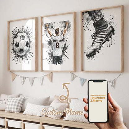 3pcs Personalized Custom Name Football Canvas Poster - Just Kidding Store