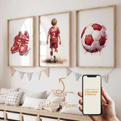 3pcs Personalized Custom Name Football Canvas Poster - Just Kidding Store