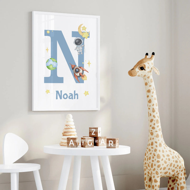 Space Adventure Custom Name Canvas Posters Set - Just Kidding Store