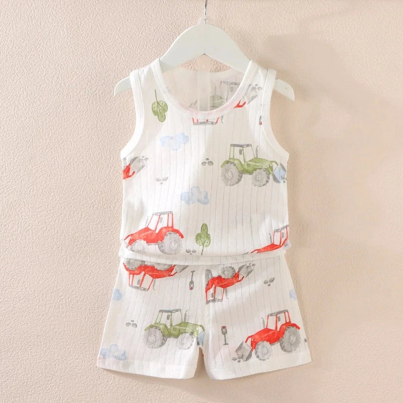 Tractor Summer Children Pajama Set - Just Kidding Store