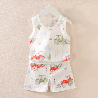 Tractor Summer Children Pajama Set - Just Kidding Store
