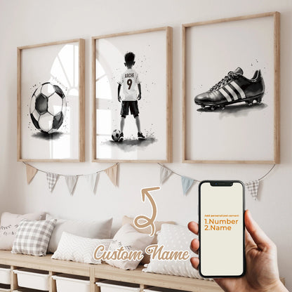 3pcs Personalized Custom Name Football Canvas Poster - Just Kidding Store