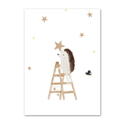 Boho Fox Rabbit Bee Bear Hedgehog Flower Canvas Posters - Just Kidding Store
