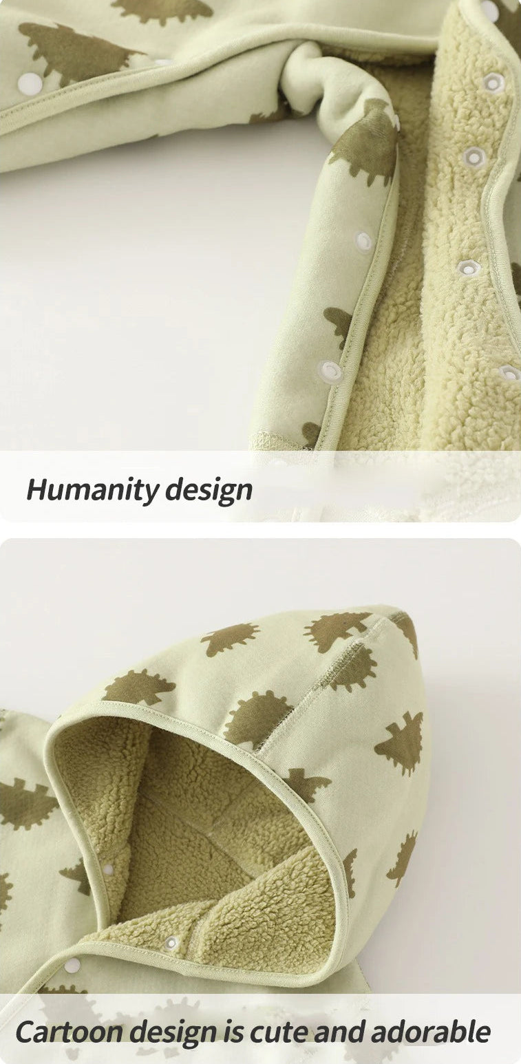 Cozy Critter Warm Fleece Hooded Rompers