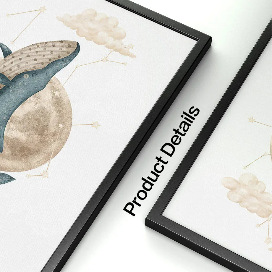Watercolour Celestial Whales Nursery Canvas Prints - Just Kidding Store