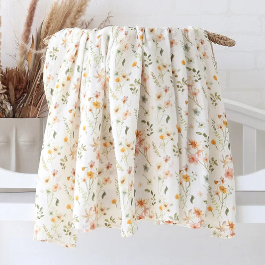 Floral Cotton Bamboo Oversized Swaddle Blanket - Just Kidding Store