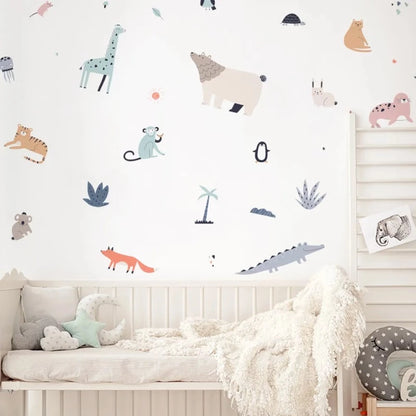 Colorful Zoo Animals Wall Decals - Just Kidding Store