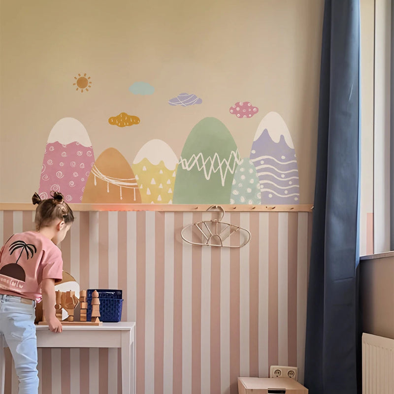 Colourful Mountains Fabric Wall Nursery Playroom Stickers - Just Kidding Store