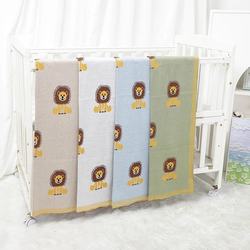 Baby Lion Cotton Knitted Blanket - Just Kidding Store