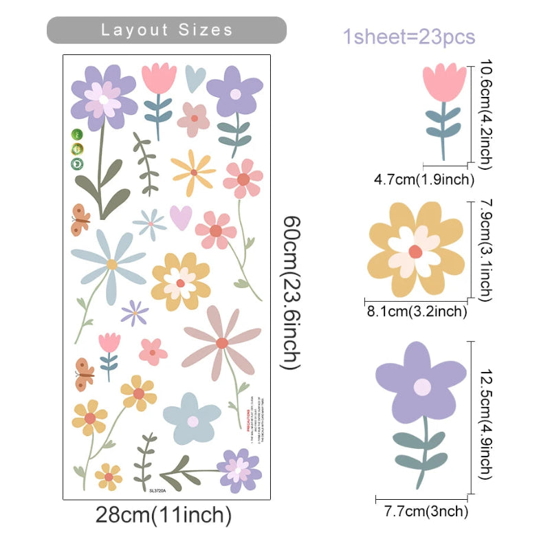Spring Flowers Nursery Playroom Wall Stickers - Just Kidding Store