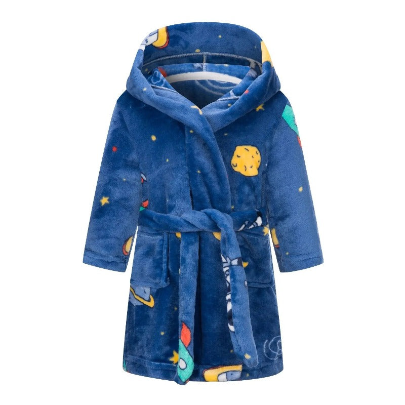 Winter Hooded Flannel Kids Robe - Just Kidding Store