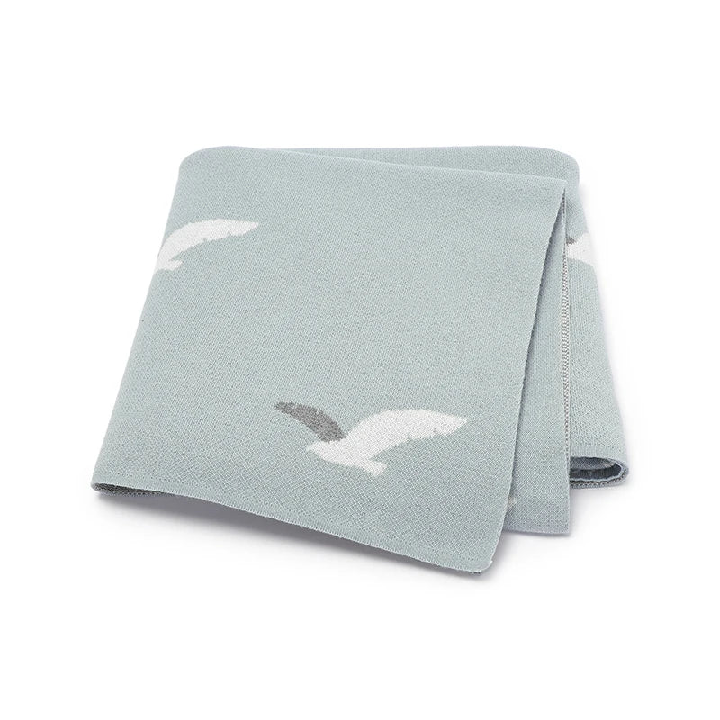 Seagulls Cotton Knitted Baby Nursery Blanket - Just Kidding Store
