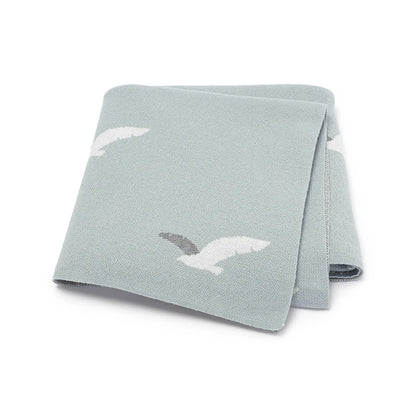 Seagulls Cotton Knitted Baby Nursery Blanket - Just Kidding Store