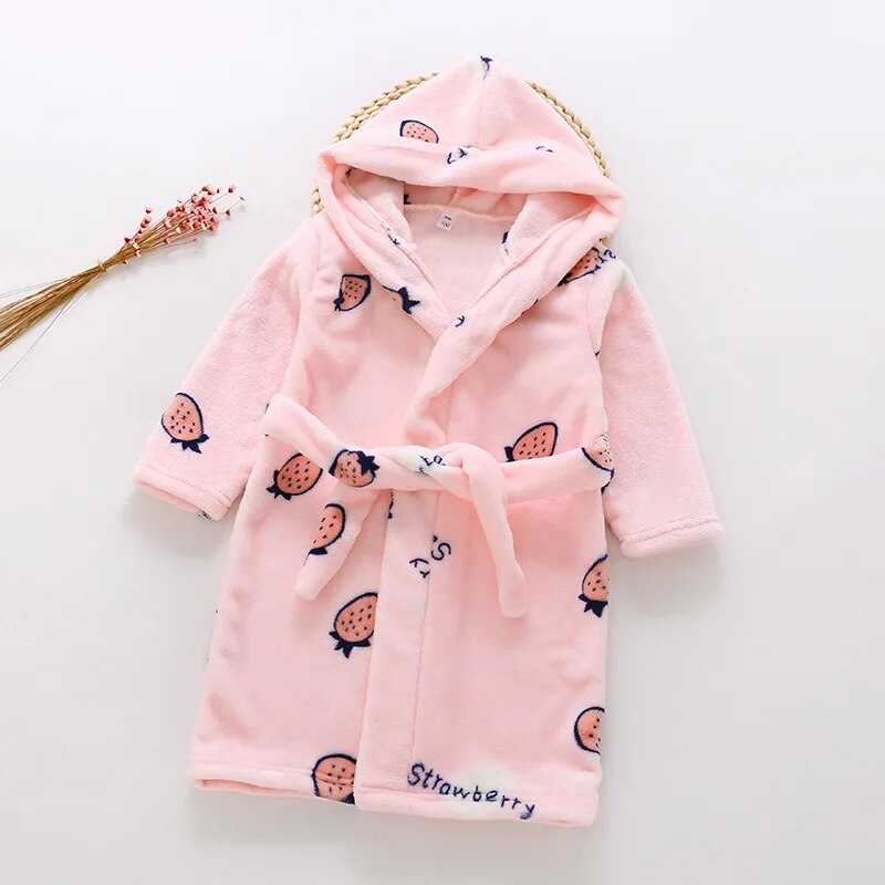 Plush Hooded Bathrobe - Kids Fleece Nightgown - Just Kidding Store