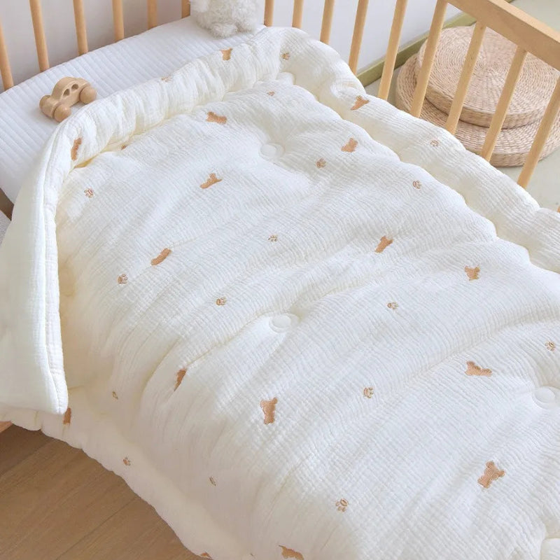 Embroidered Winter Thick Muslin Cotton Bed Cover - Just Kidding Store