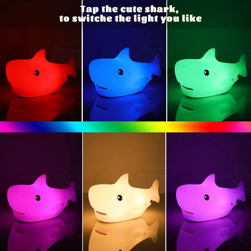 Big Shark LED Night Light - Tap Control Color Changing Lamp - Just Kidding Store