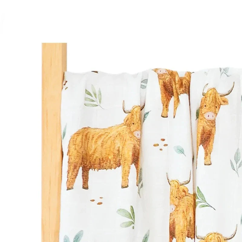 2 Layers Bamboo Cotton Muslin Swaddle Blankets - Just Kidding Store