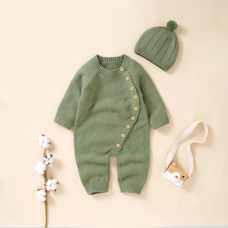 Cozy Button Knit Romper Set - Just Kidding Store