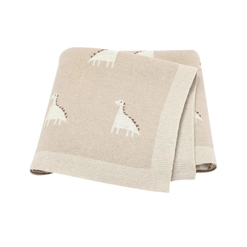 Baby Dino Cotton Knitted Nursery Blanket - Just Kidding Store