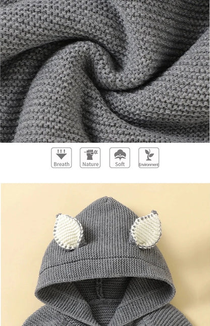 Hooded Cable Knitted Infant Jumpsuit - Just Kidding Store