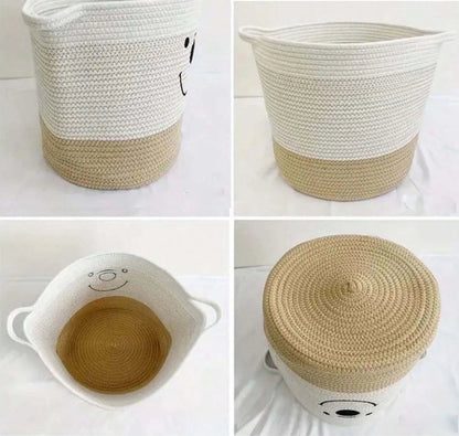 Large Cotton Woven Basket With Handles - Just Kidding Store